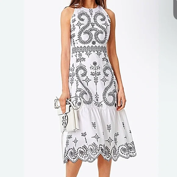 Tory Burch Mariana Embroidered Cotton Midi Dress - Picture 1 of 5
